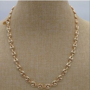 18K 53.90 gm Real Gold Layered Filled 22 Inch 8mm Puffed Mariner Chain
